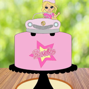 Arquivo de Corte Topo de Bolo Barbie Loira de Carro