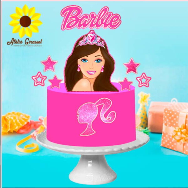 Arquivo de Corte Topo de Bolo Barbie Morena-ganhe +3 Produto
