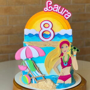 Arquivo de Corte: Topo de Bolo Barbie na Praia 018
