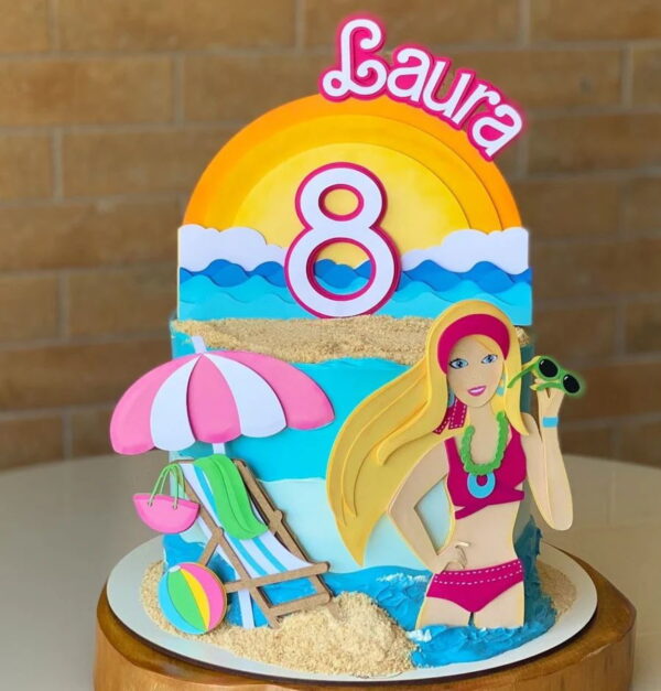 Arquivo de Corte: Topo de Bolo Barbie na Praia 018
