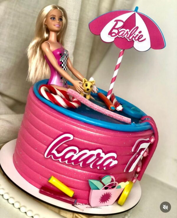 Arquivo de Corte Topo de Bolo Barbie na Praia - Image 4