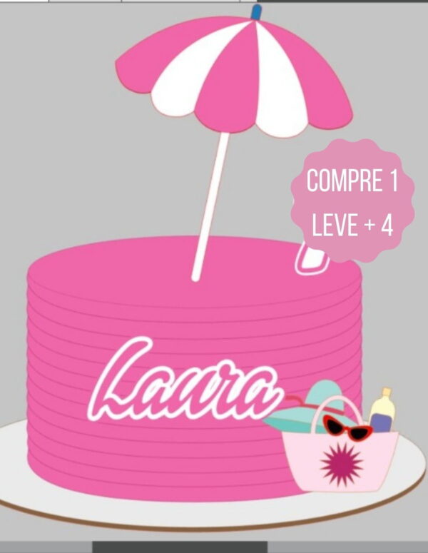 Arquivo de Corte Topo de Bolo Barbie na Praia - Image 2