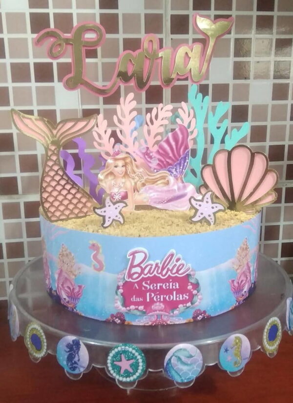 Arquivo de Corte Topo de Bolo Barbie Sereia