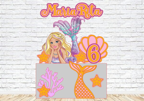 Arquivo de Corte Topo de Bolo Barbie Sereia Studio 008