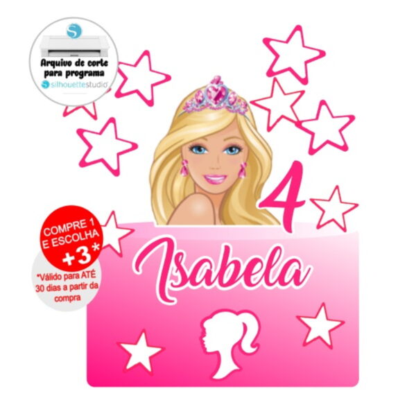 Arquivo de Corte Topo de Bolo Barbie + topper docinho