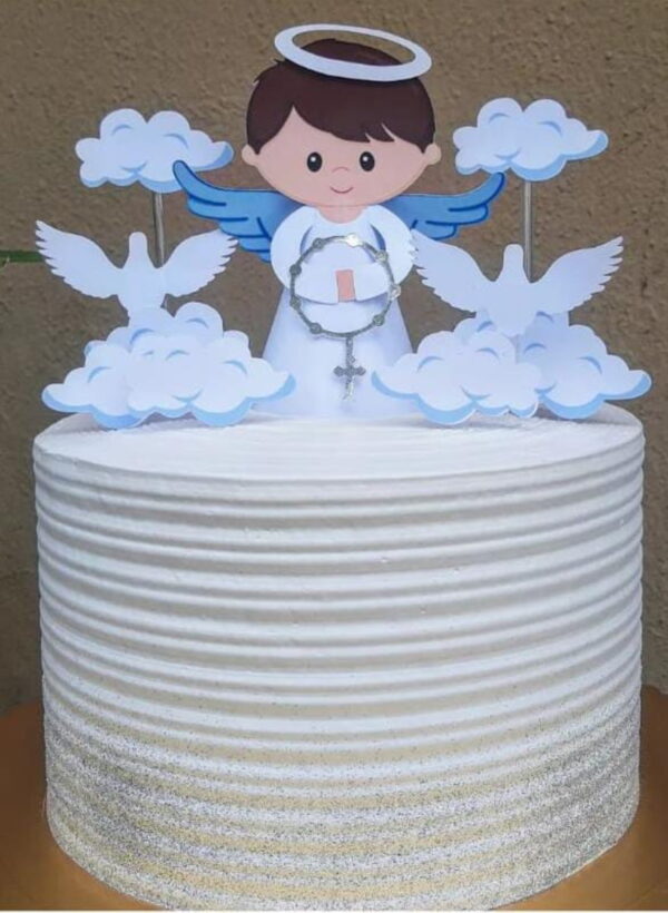 Arquivo De Corte Topo De Bolo Batizado Anjo Moreno 3d - Image 3