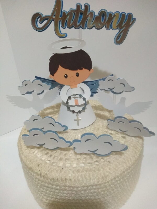 Arquivo De Corte Topo De Bolo Batizado Anjo Moreno 3d - Image 2