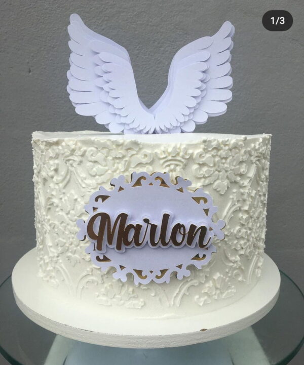 Arquivo de Corte Topo de Bolo Batizado Asas de Anjo - Image 2