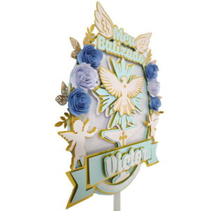 Arquivo de corte Topo de Bolo Batizado Azul, Rosa #1590