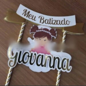 Arquivo de corte Topo de Bolo Batizado Menina STUDIO #1613