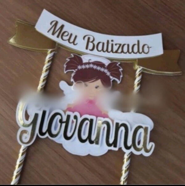 Arquivo de corte Topo de Bolo Batizado Menina STUDIO #1613