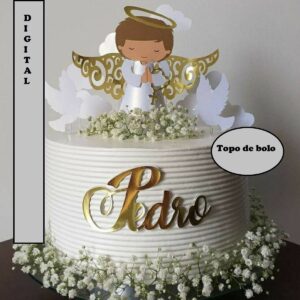 Arquivo de Corte Topo de Bolo Batizado Menino 6 Studio
