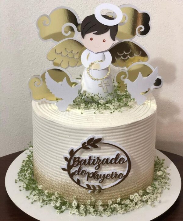 Arquivo De Corte Topo De Bolo Batizado menino