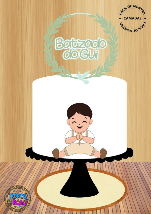 Arquivo de Corte Topo de Bolo Batizado Menino