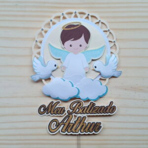 Arquivo de Corte Topo de Bolo Batizado - Menino