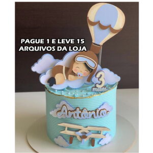 Arquivo de Corte Topo de Bolo Bebê Aviador
