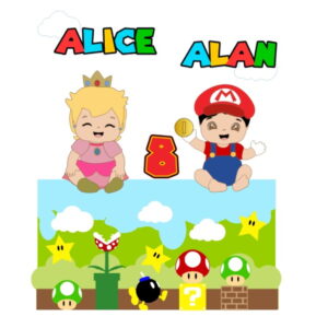 Arquivo de Corte Topo de Bolo Bebê Mario e Princesa