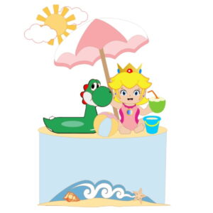 Arquivo de Corte Topo de Bolo Bebê Praia Princesapeach Mario