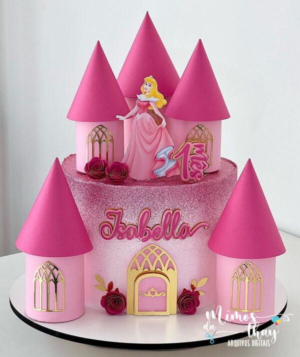 Arquivo de Corte Topo de Bolo Bela Adomercida Castelo 3d 001