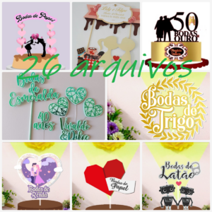 Arquivo de Corte Topo de Bolo - Bodas - Combo