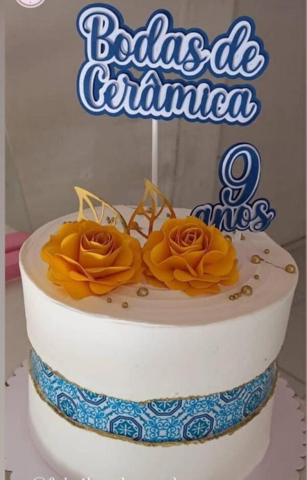 Arquivo de Corte Topo de Bolo Bodas de Ceramica