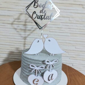 Arquivo de Corte Topo de Bolo Bodas de Cristal Studio 01