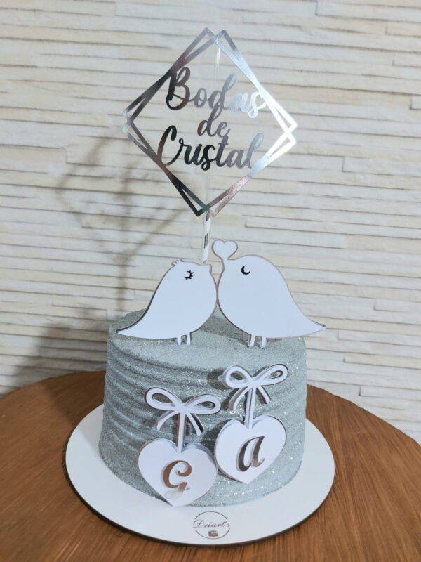 Arquivo de Corte Topo de Bolo Bodas de Cristal Studio 01