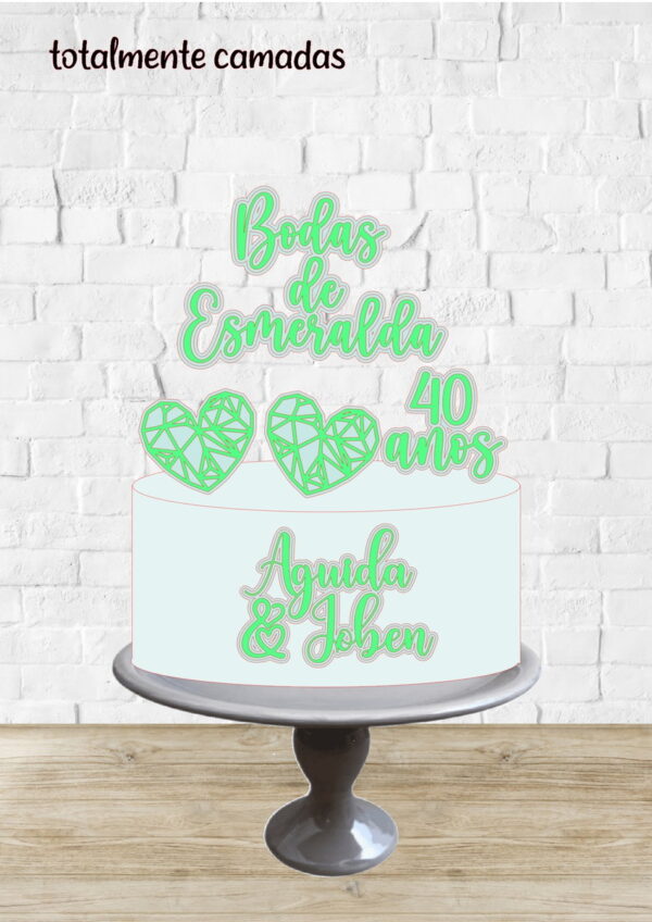 Arquivo de Corte Topo de Bolo Bodas de Esmeralda
