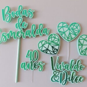 Arquivo de Corte - Topo de Bolo - Bodas de Esmeraldas