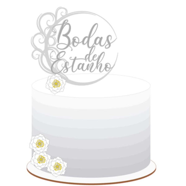 Arquivo de corte - Topo de bolo Bodas de Estanho +1 tema