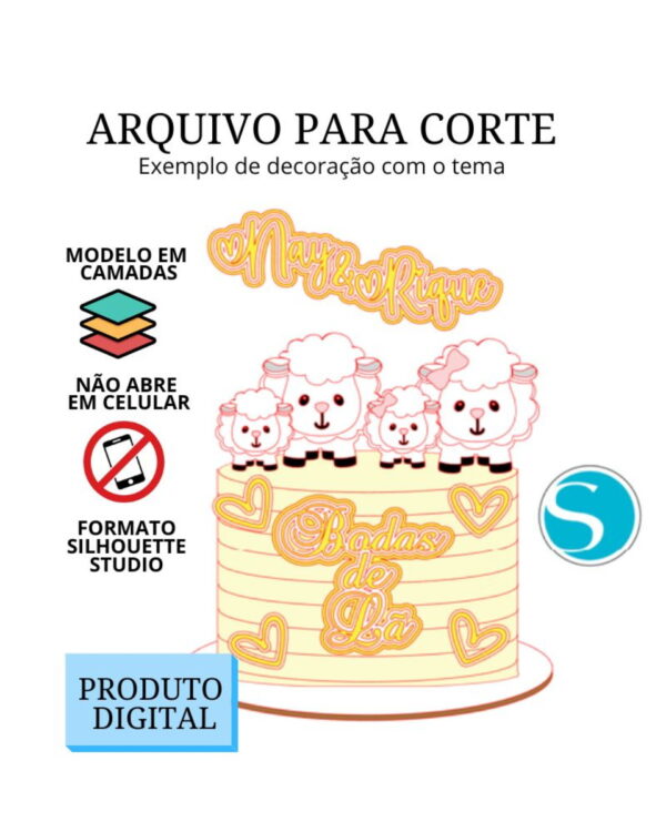 Arquivo de Corte Topo de Bolo - Bodas de Lã