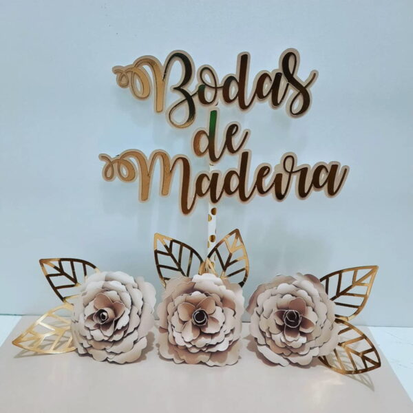 ARQUIVO DE CORTE Topo de bolo Bodas de Madeira