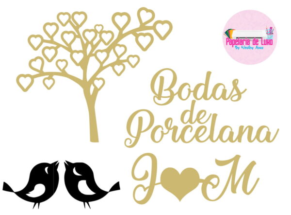 Arquivo de corte Topo de Bolo Bodas de Porcelana