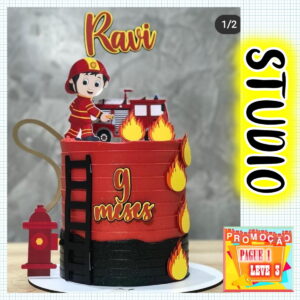 Arquivo De Corte Topo De Bolo Bombeiro *studio*