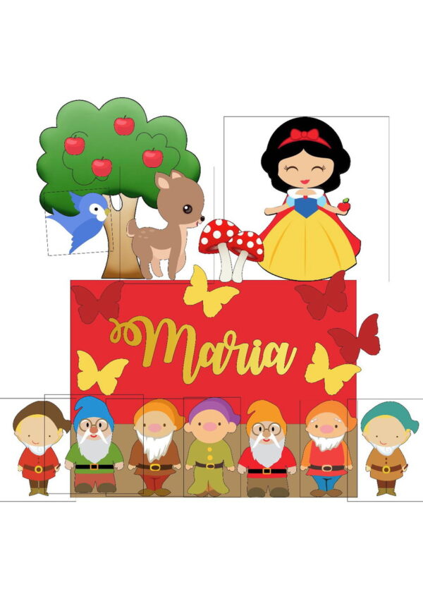Arquivo de Corte Topo de Bolo Branca de Neve Impresso