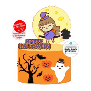 Arquivo de Corte topo de Bolo Bruxinha Cute - Halloween