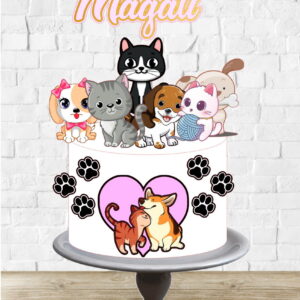 Arquivo de Corte Topo de Bolo Cachorros e Gatos