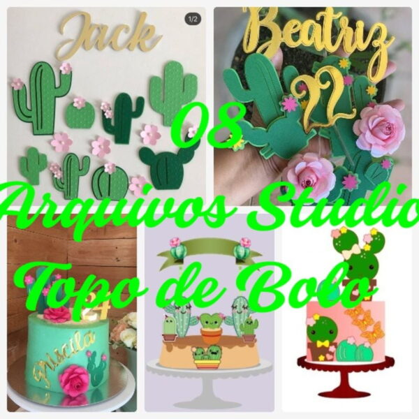 Arquivo de Corte Topo de Bolo - Cactos