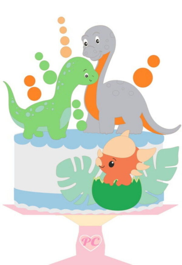 Arquivo de Corte Topo de Bolo Camadas Dinossauro Studio