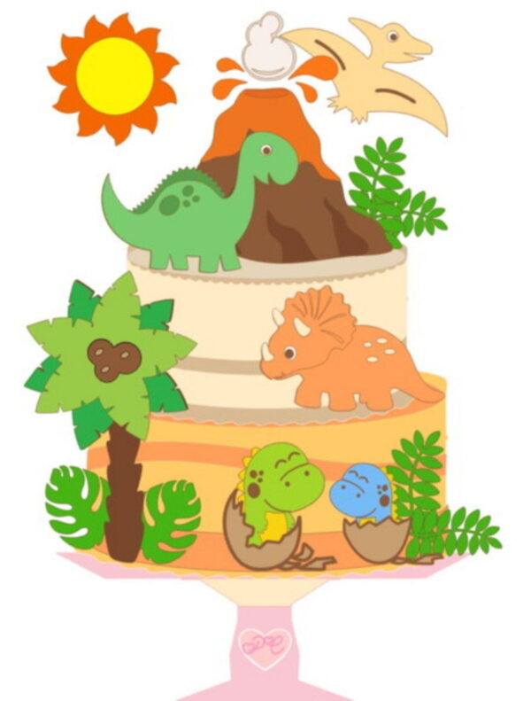 Arquivo de Corte Topo de Bolo Camadas Dinossauro Studio