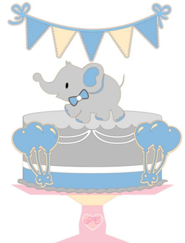 Arquivo de Corte Topo de Bolo Camadas Elefante Menino Studio