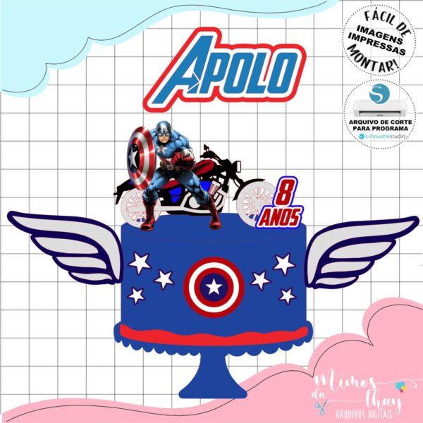 Arquivo de Corte: Topo de Bolo Capitão América 011