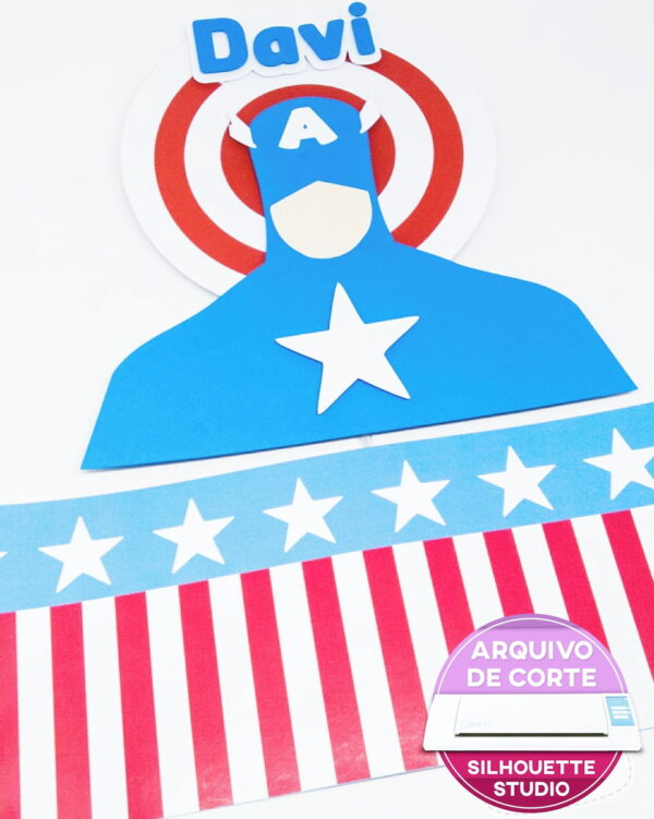 Arquivo de Corte Topo de Bolo Capitão América #2454