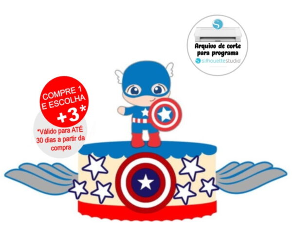 Arquivo de Corte Topo de Bolo Capitao America