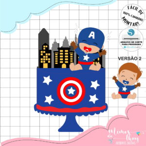 Arquivo de Corte: Topo de Bolo Capitão América Baby 005