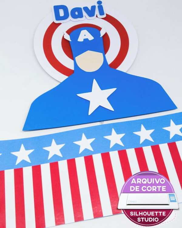 Arquivo de corte Topo de Bolo Capitão America - COD.: 482