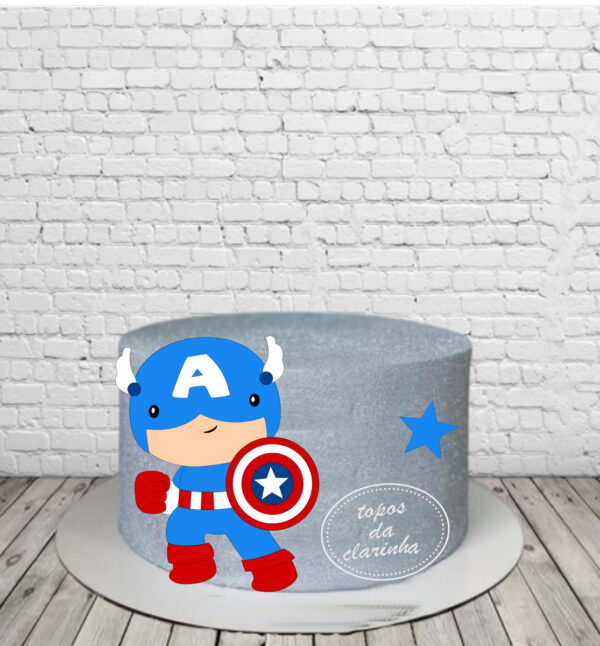 Arquivo de Corte Topo de Bolo Capitão America Cute Camada