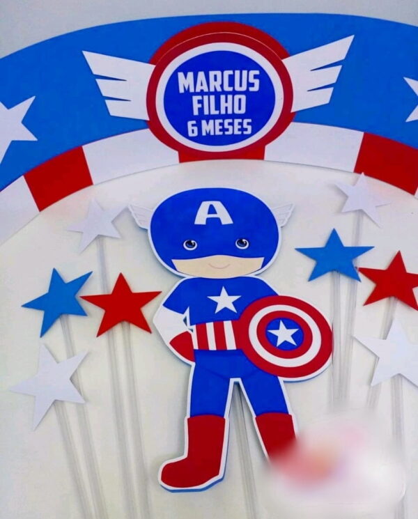 Arquivo de corte Topo de Bolo Capitão America Cute -COD.:484