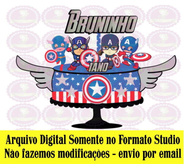 ARQUIVO DE CORTE - TOPO DE BOLO CAPITÃO AMÉRICA CUTE REF 186
