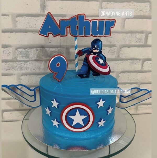 Arquivo de corte Topo de Bolo Capitão América Lego